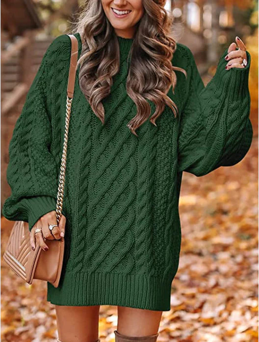 Women's Chunky Cable Knit Jumper Dress – Oversized Jumper
