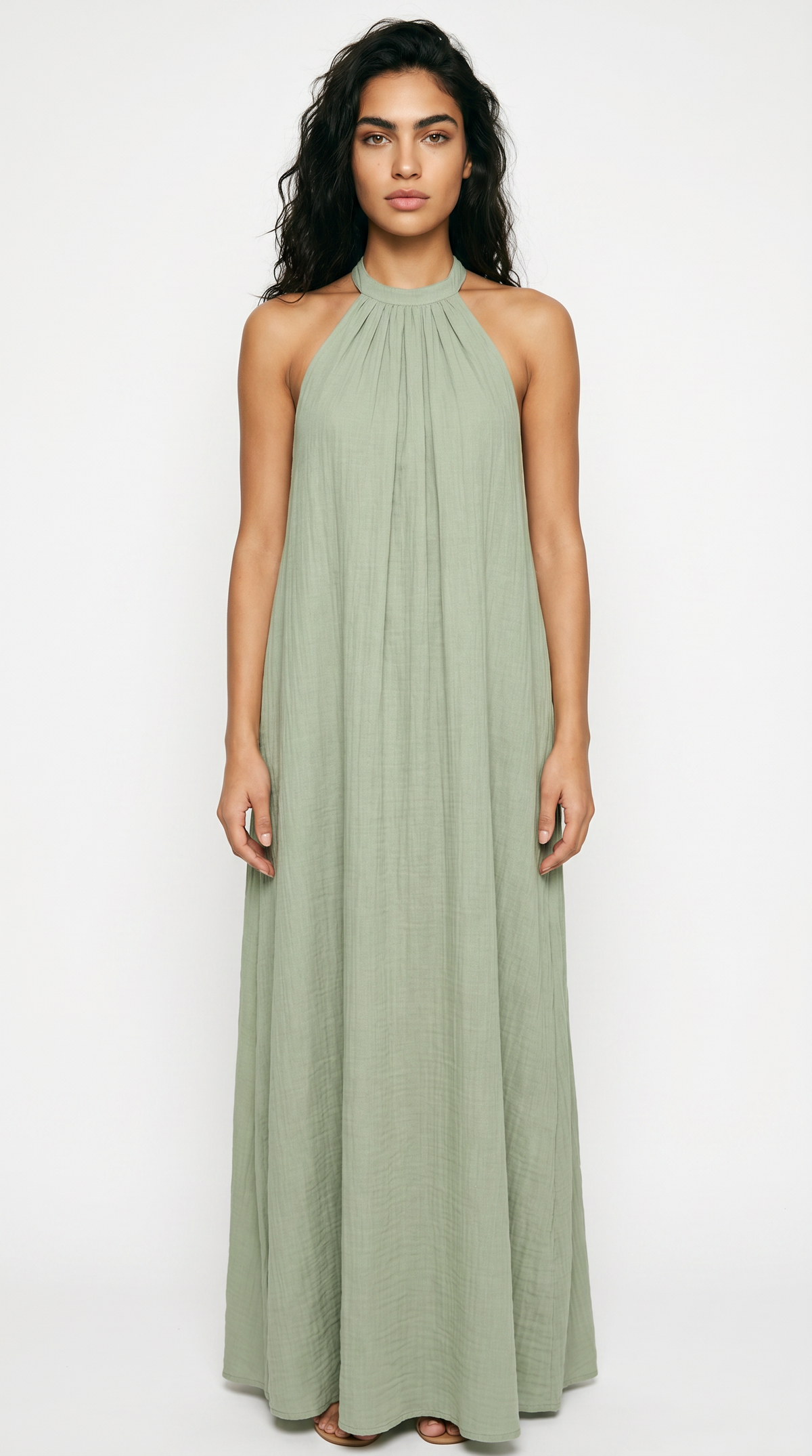 Halter Neck Maxi Dress Loose Fit Sleeveless Summer Dress