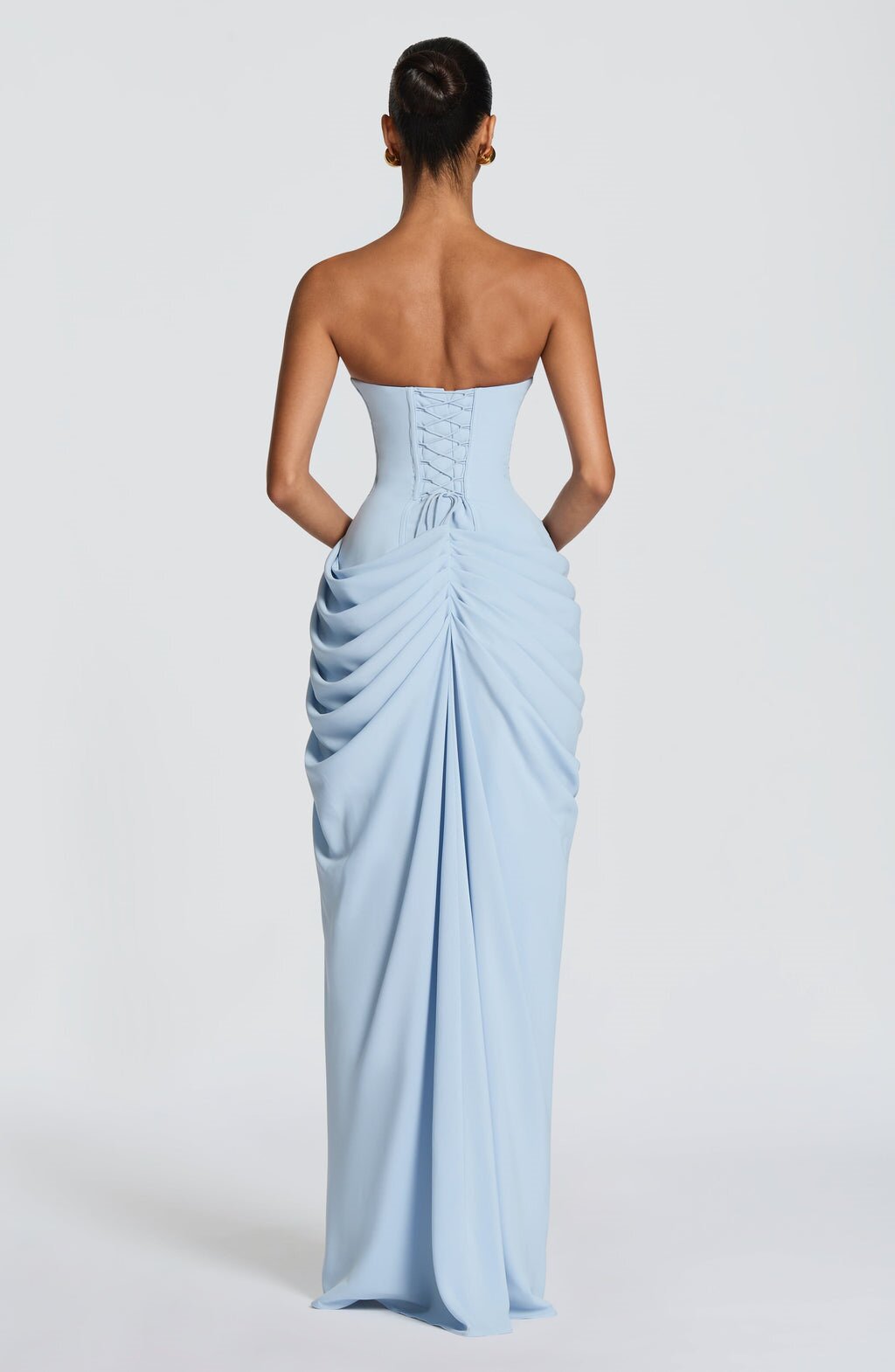 Strapless Draped Maxi Dress with High Slit – Women's