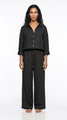 Women's Linen Co-ord Set – Oversized long  Shirt & Wide Leg Trousers