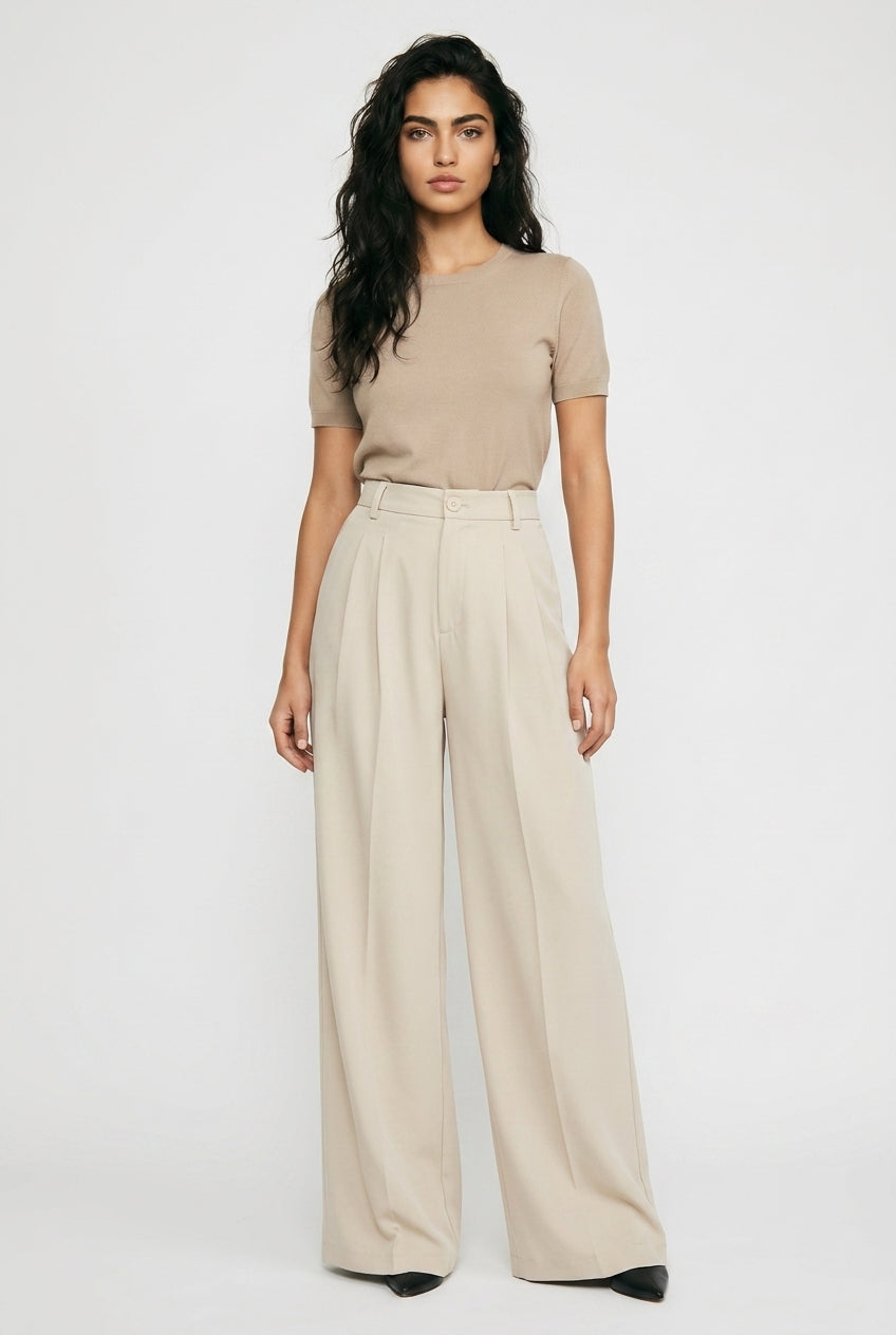 High-Waisted Wide Leg Trousers Women Suit Pants
