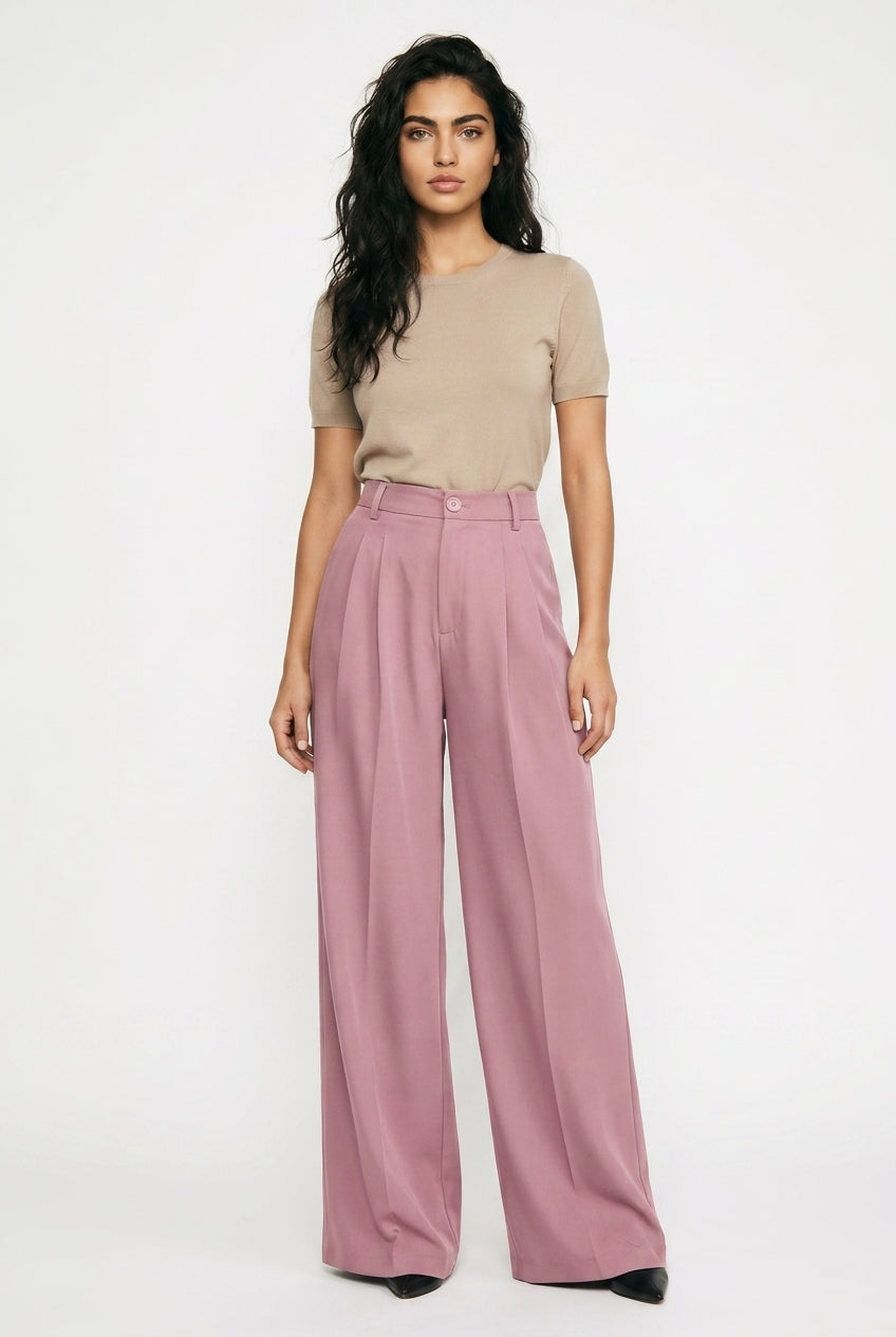 High-Waisted Wide Leg Trousers Women Suit Pants