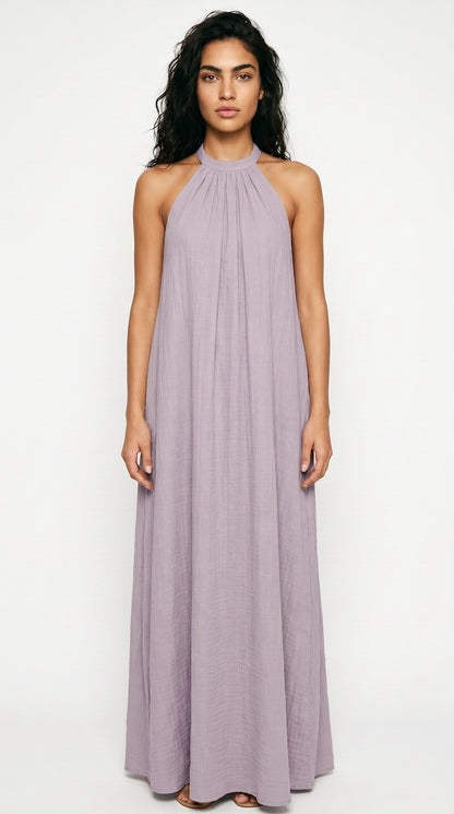 Halter Neck Maxi Dress Loose Fit Sleeveless Summer Dress
