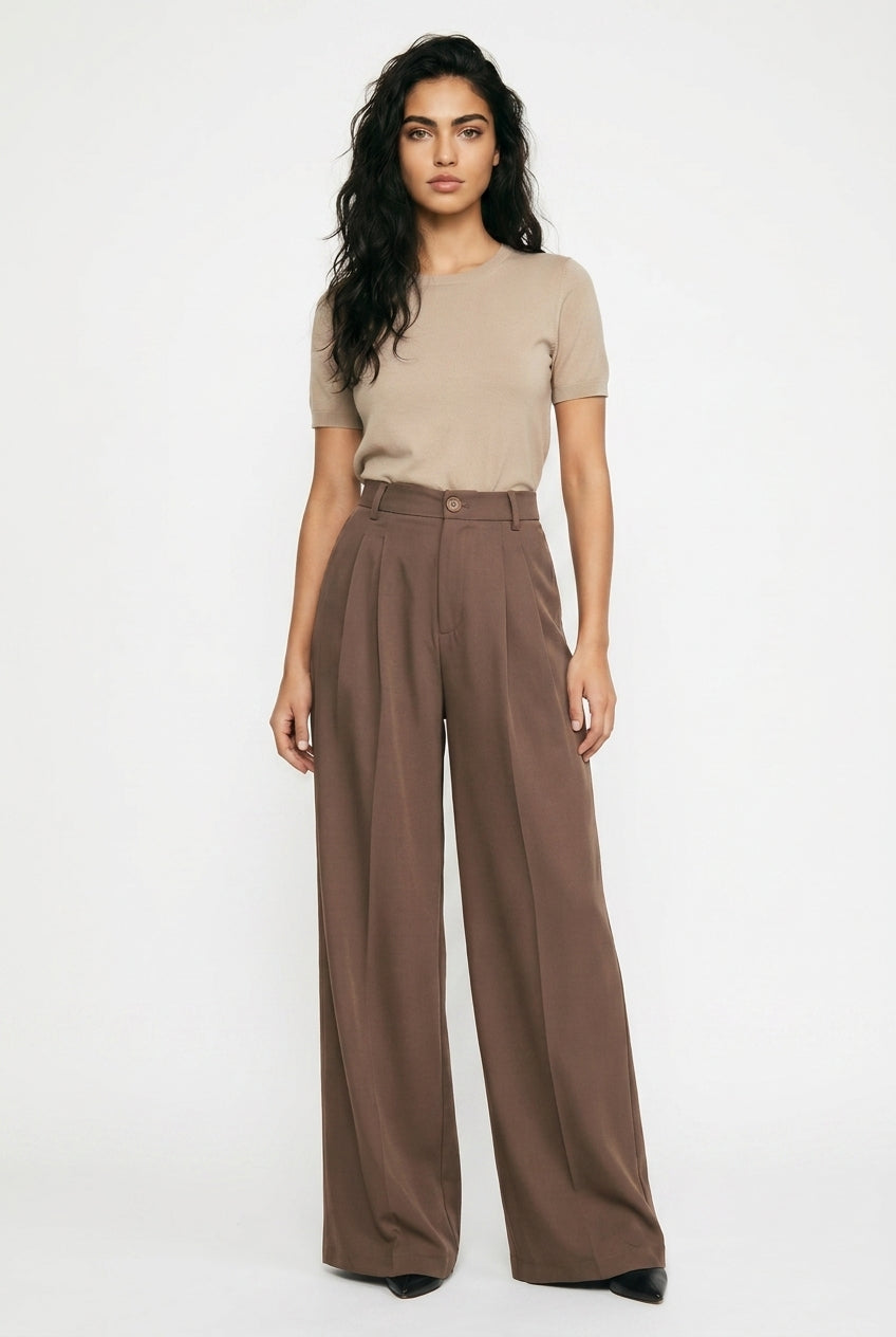 High-Waisted Wide Leg Trousers Women Suit Pants