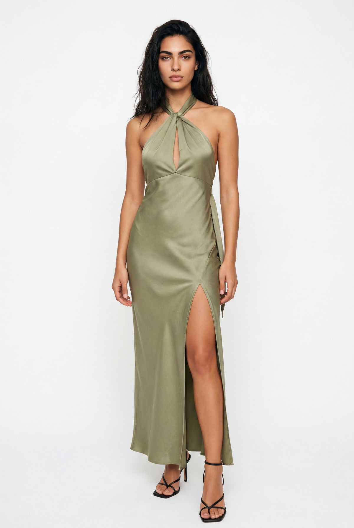 Satin Halter Maxi Dress with Side Split Women