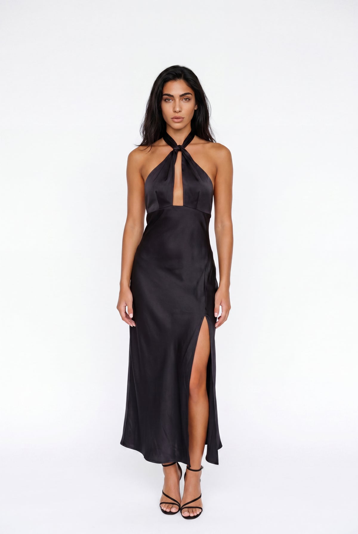 Satin Halter Maxi Dress with Side Split Women