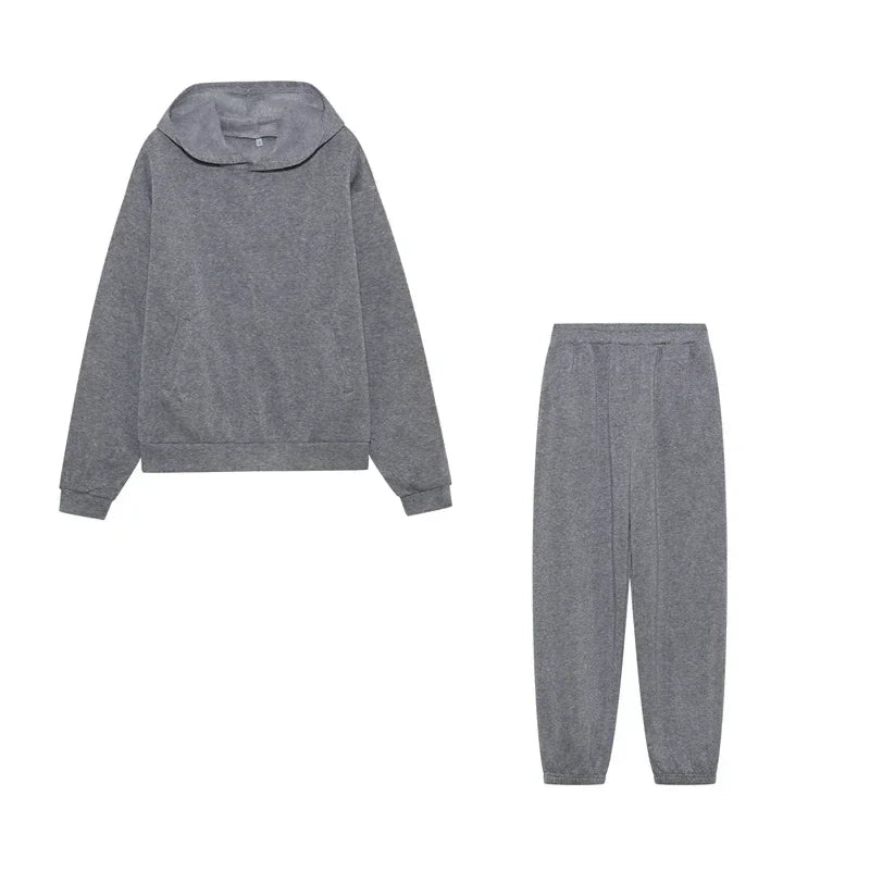 Women's Cropped Hoodie & Jogger Co-ord Set, Oversized Loungewear
