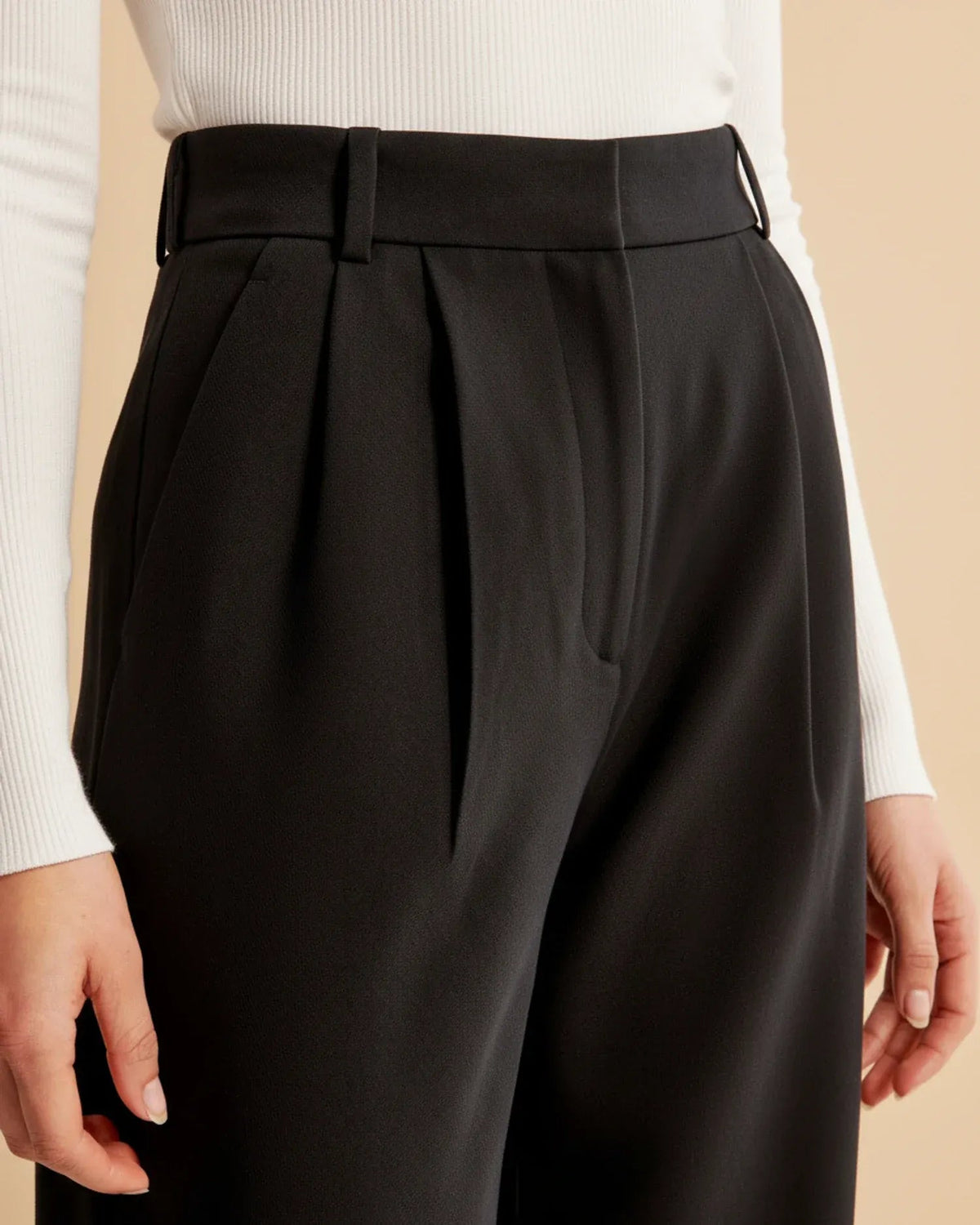 Women's Wide Leg Trousers – Pleated High-Waist Tailored