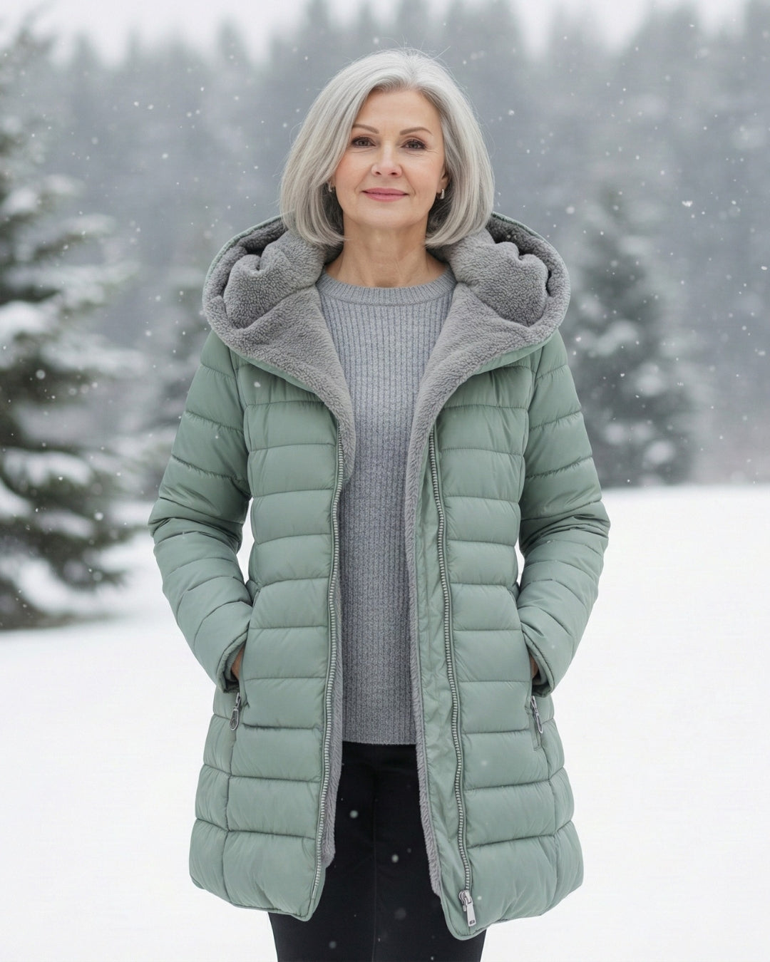 Women's Fleece-Lined Hooded Puffer Jacket – Cosy Winter Coat