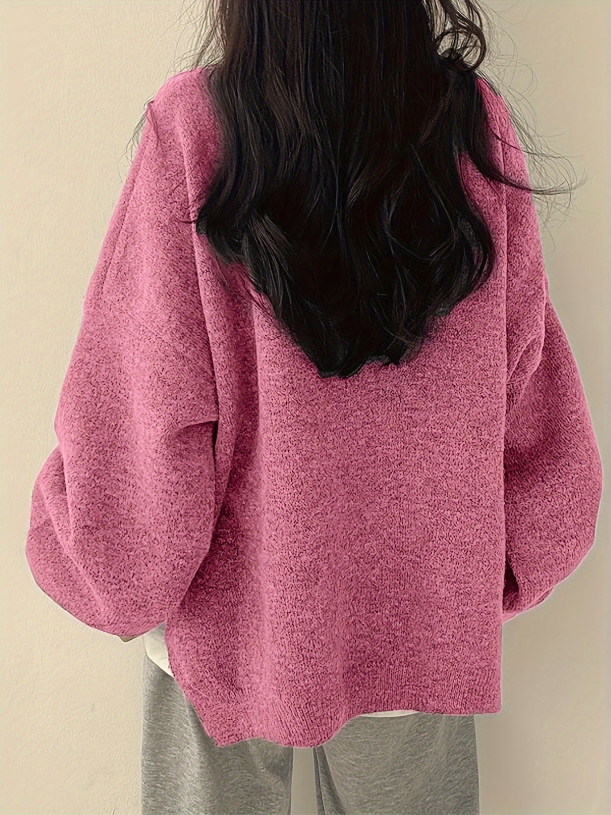 Women's Oversized Balloon Sleeve Jumper – Crew Neck Knit