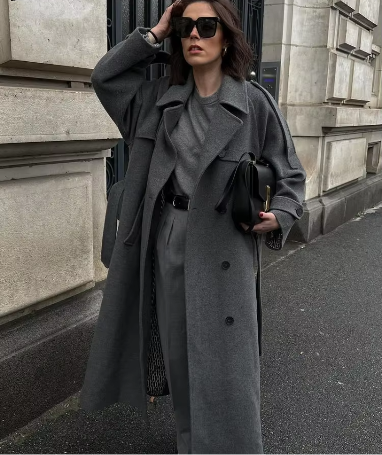Women's Wool Trench Coat – Belted Winter Coat