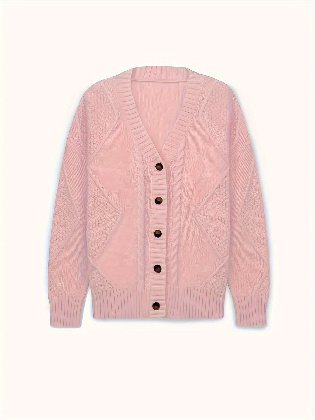 Women's Cable Knit Button-Front Cardigan Oversized Textured