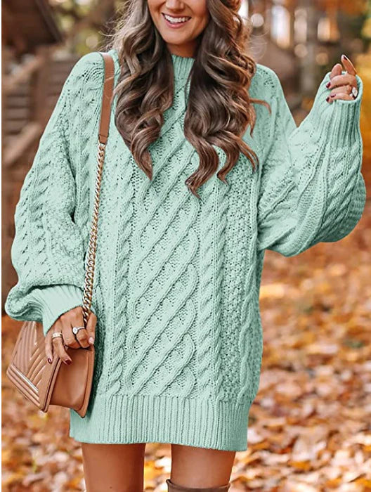 Women's Chunky Cable Knit Jumper Dress – Oversized Jumper