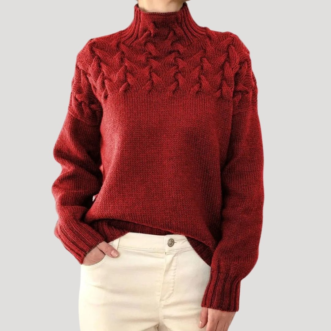 Women's Cable Knit Turtleneck Jumper – Chunky Mock Neck Pullover