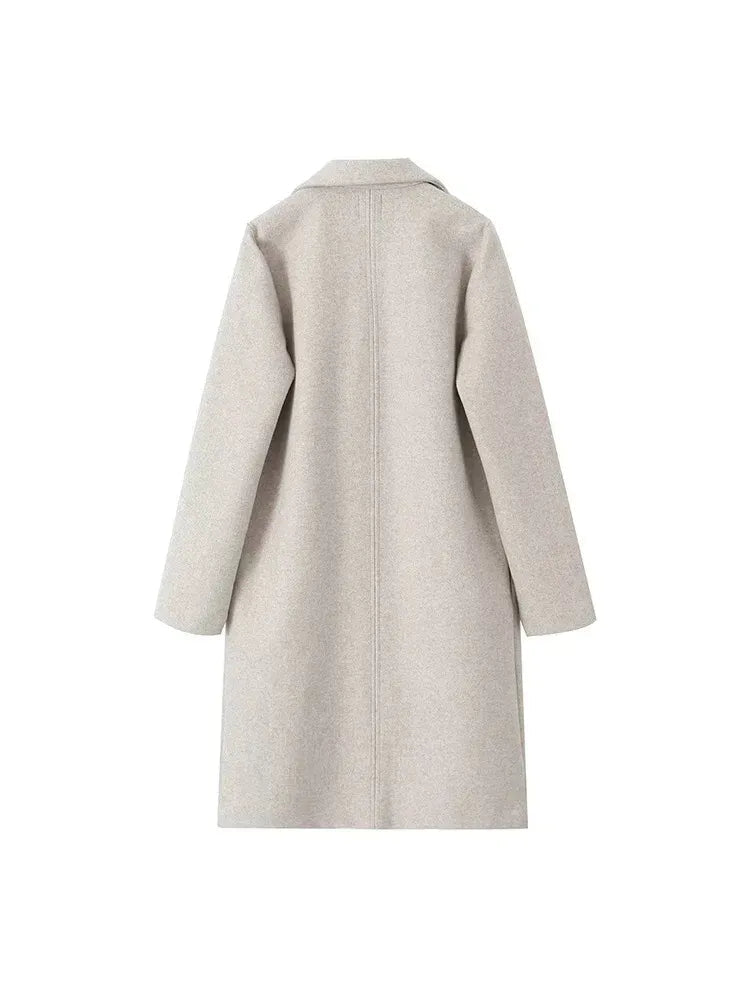 Women's Wool-Blend Longline Coat – Tailored Lapel