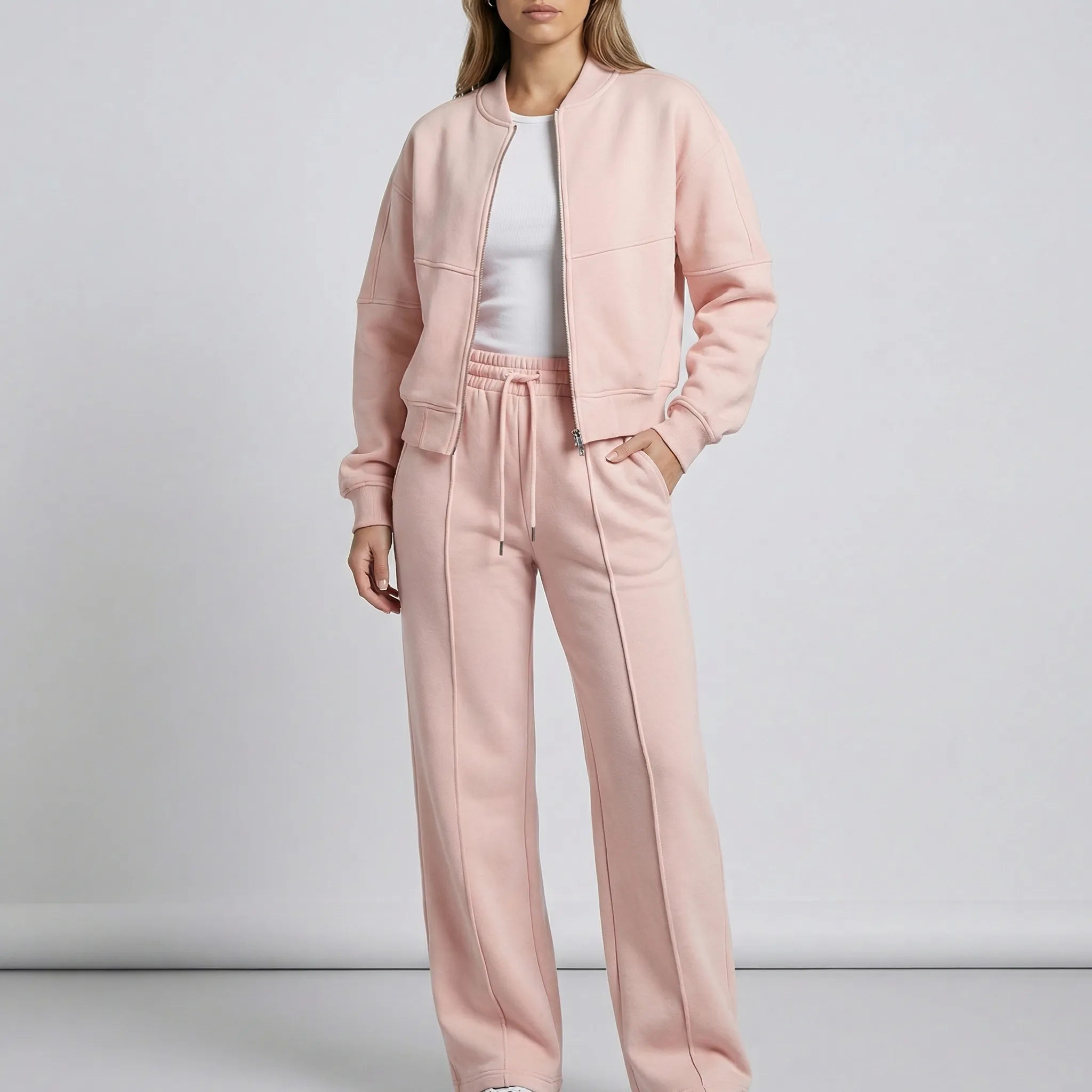 Women's Bomber Jacket & Wide Leg Trousers Co-ord Set