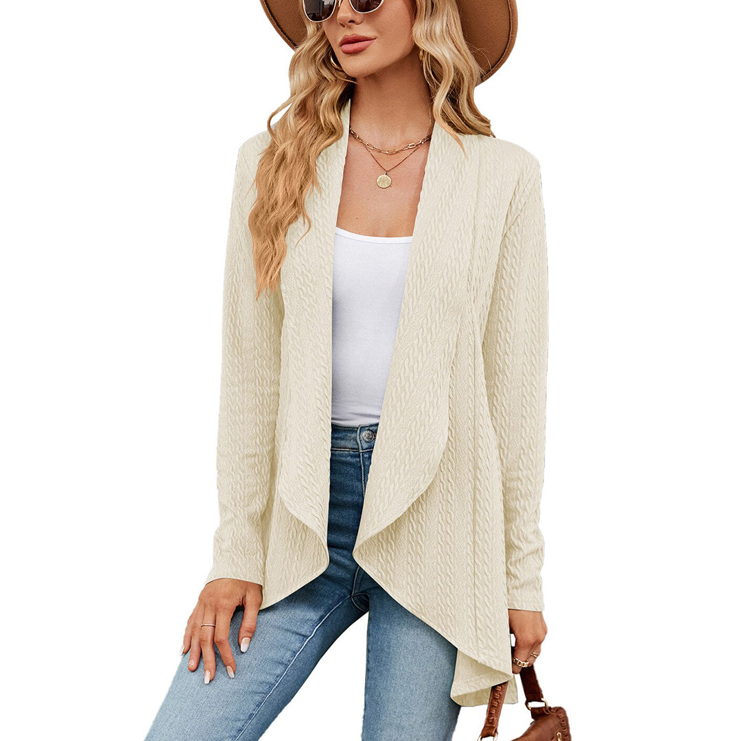 Women's Cable Knit Waterfall Cardigan – Open Front Layering Coat