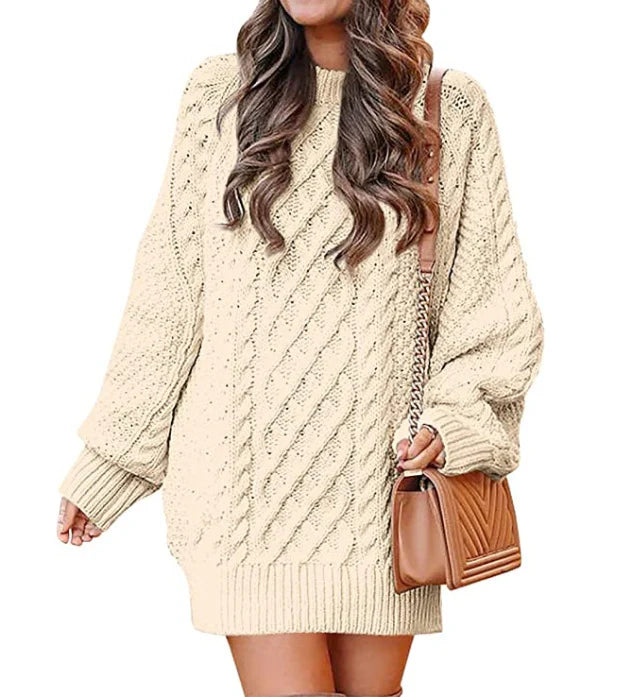 Women's Chunky Cable Knit Jumper Dress – Oversized Jumper