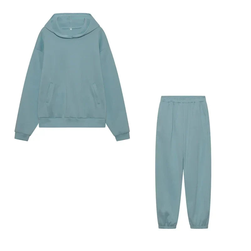 Women's Cropped Hoodie & Jogger Co-ord Set, Oversized Loungewear