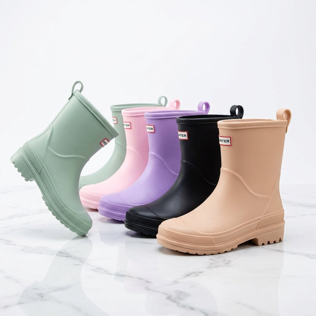 Women's Waterproof Mid-Calf Rain Boots with Non-Slip Sole