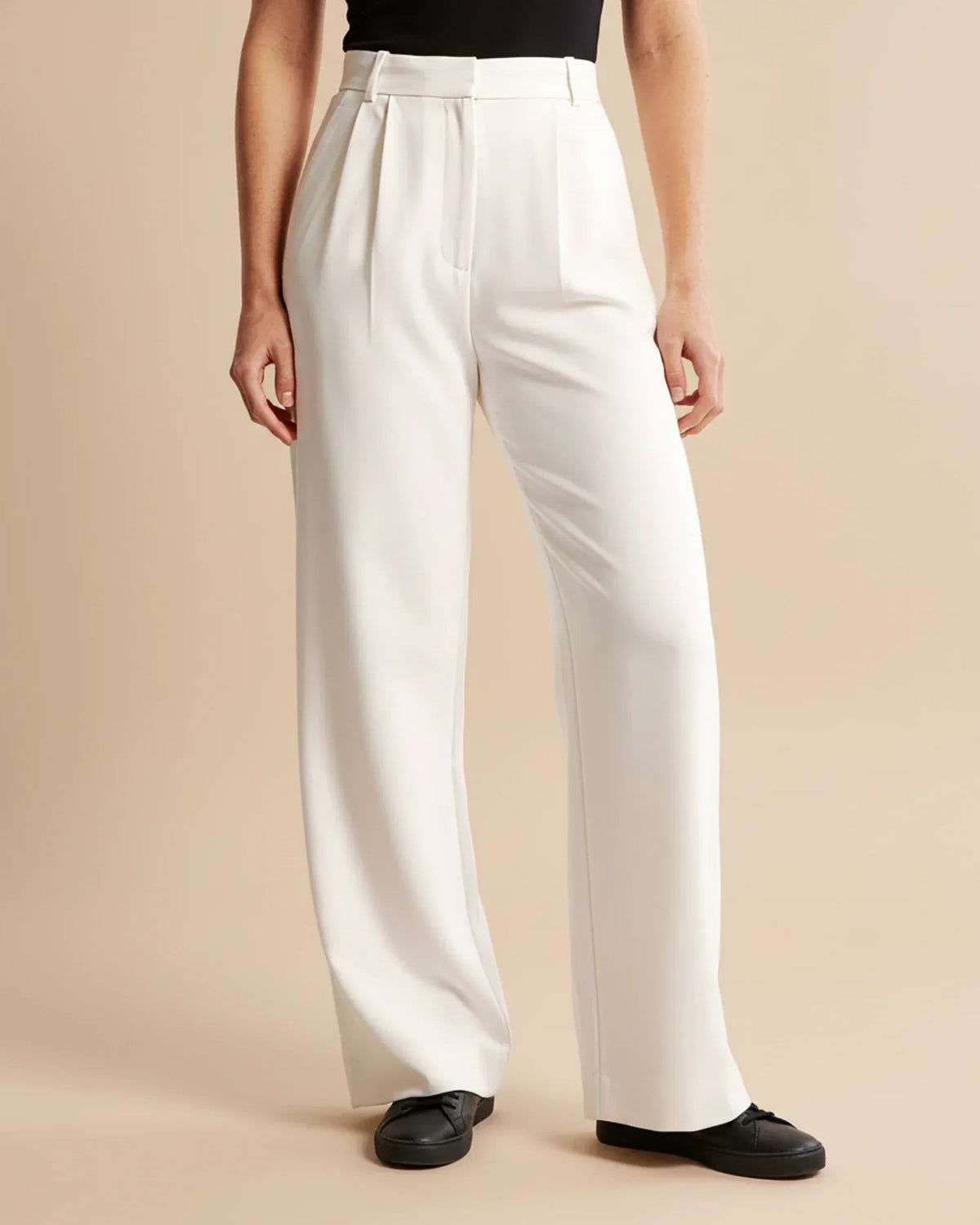 Women's Wide Leg Trousers – Pleated High-Waist Tailored