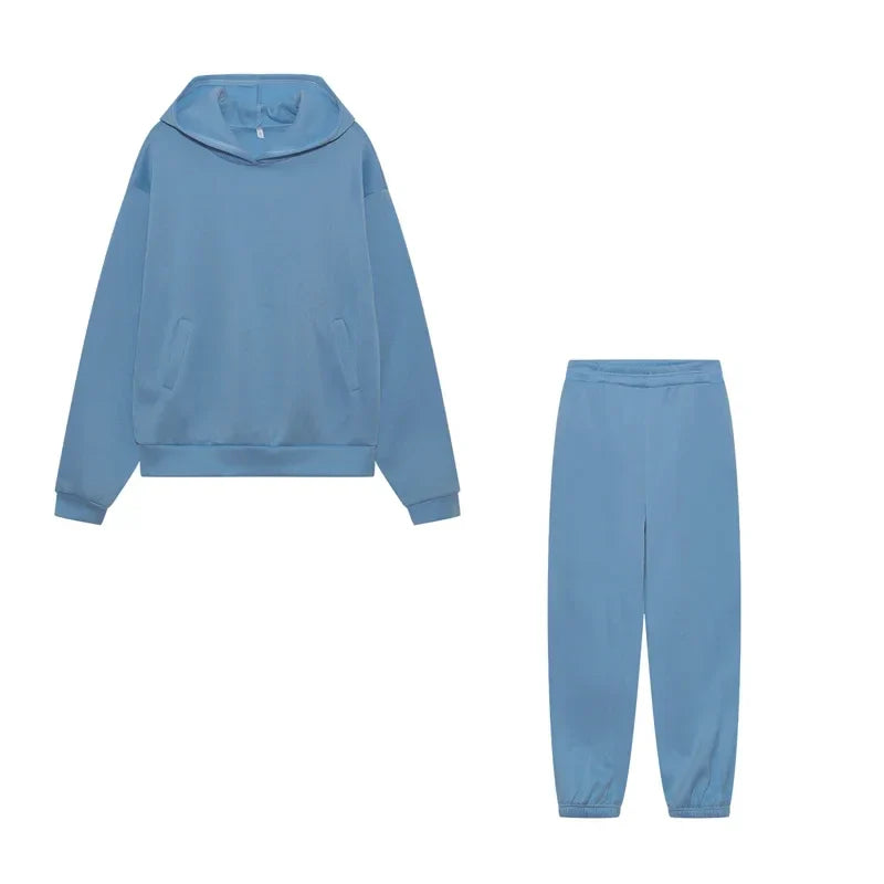 Women's Cropped Hoodie & Jogger Co-ord Set, Oversized Loungewear