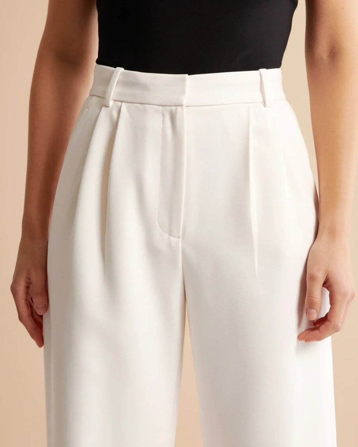 Women's Wide Leg Trousers – Pleated High-Waist Tailored
