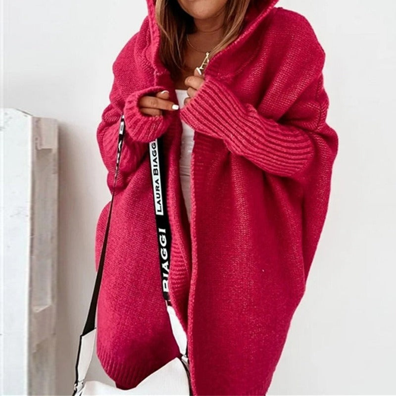 Women's Chunky Knit Hooded Cardigan