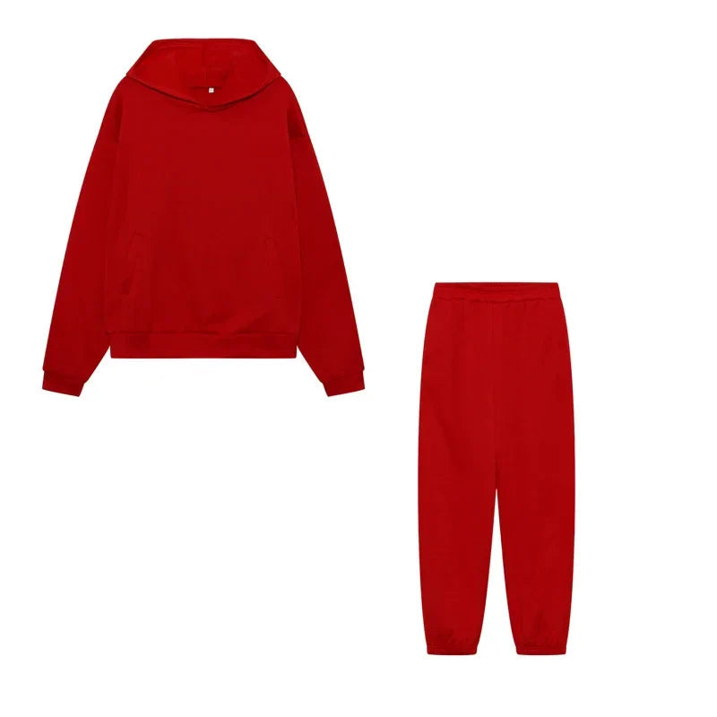 Women's Cropped Hoodie & Jogger Co-ord Set, Oversized Loungewear