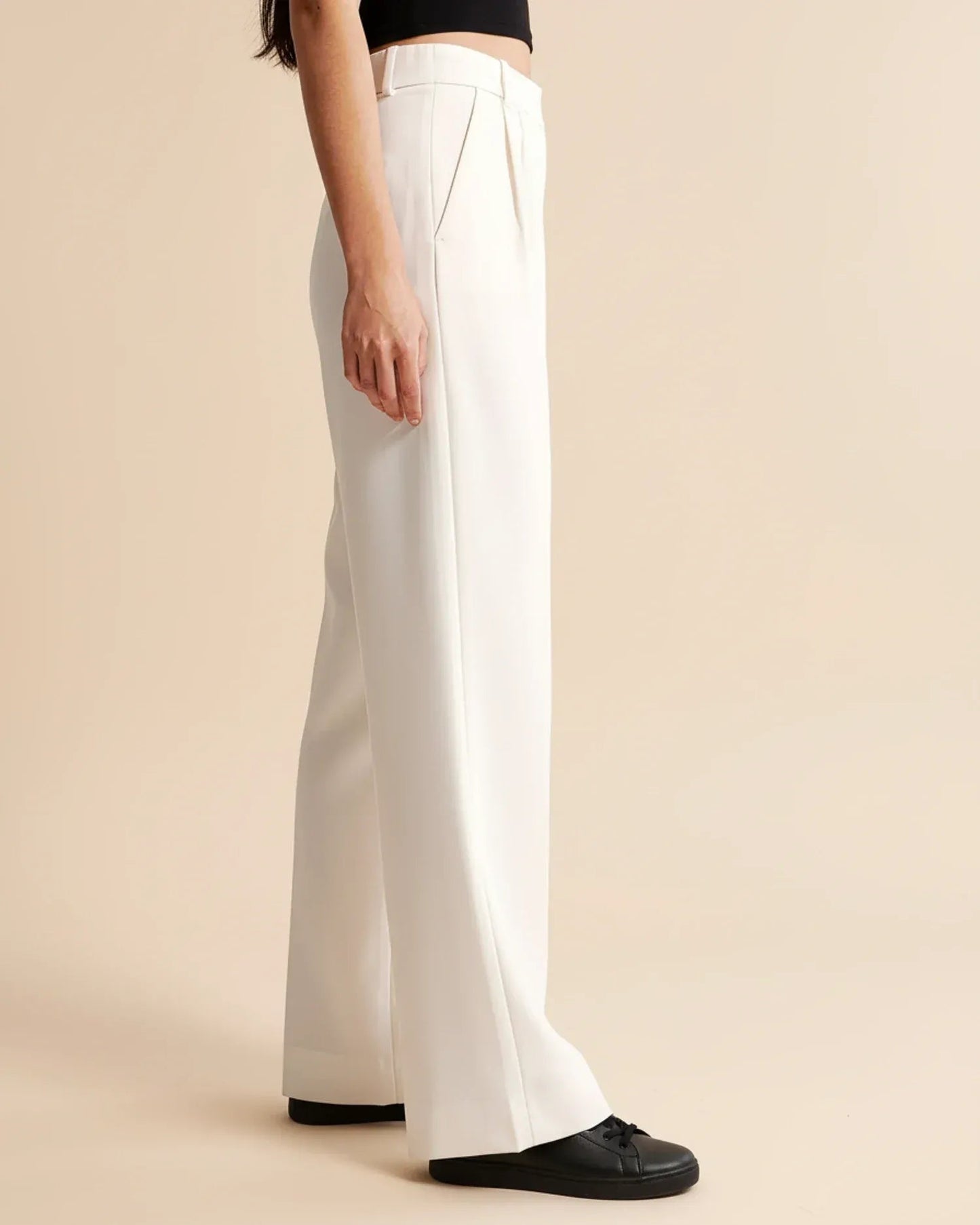 Women's Wide Leg Trousers – Pleated High-Waist Tailored