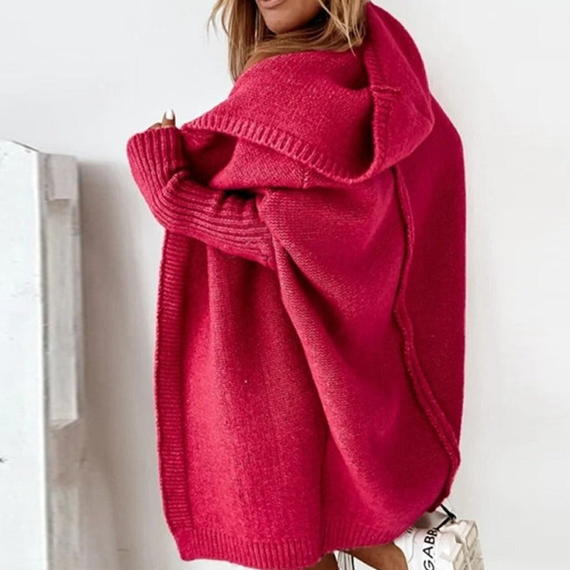 Women's Chunky Knit Hooded Cardigan
