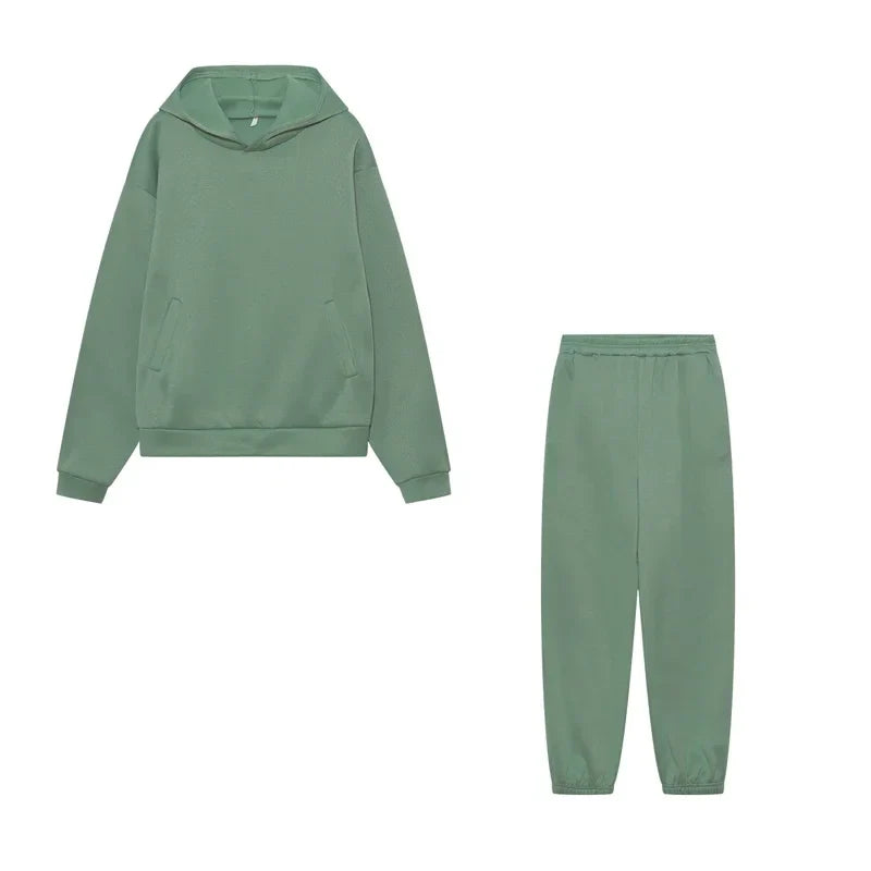 Women's Cropped Hoodie & Jogger Co-ord Set, Oversized Loungewear