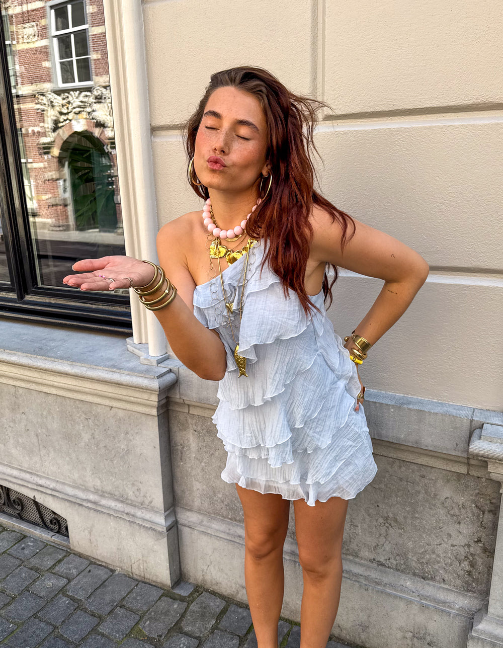 Women's Tiered Ruffle Mini Dress – Strappy Summer Party
