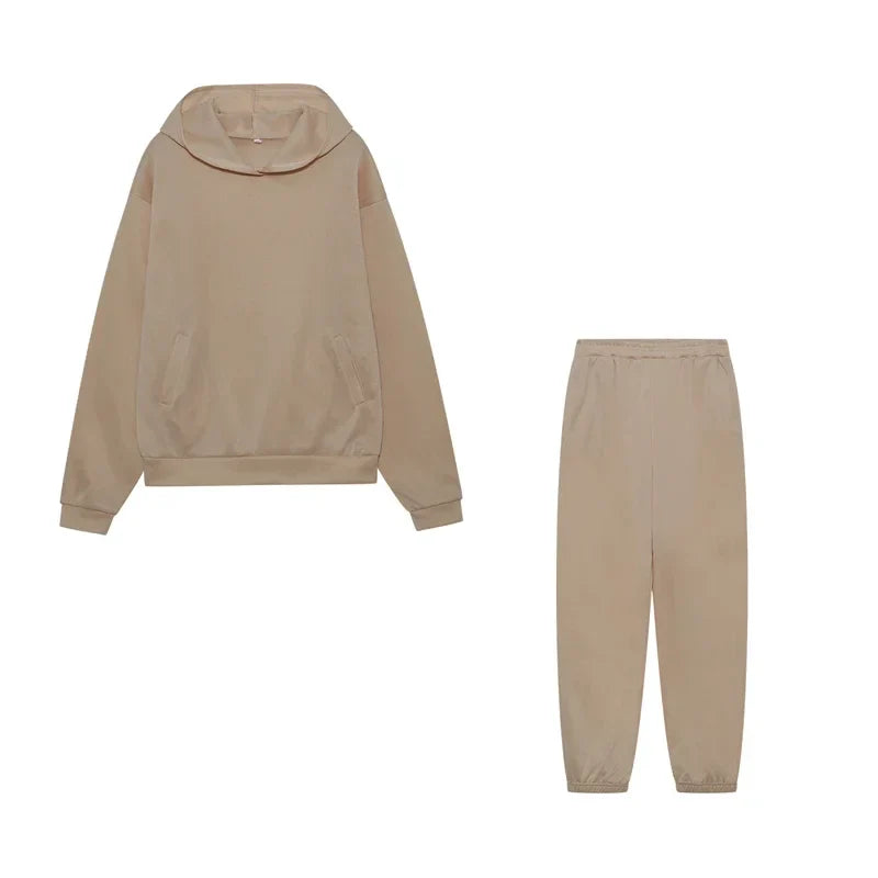 Women's Cropped Hoodie & Jogger Co-ord Set, Oversized Loungewear
