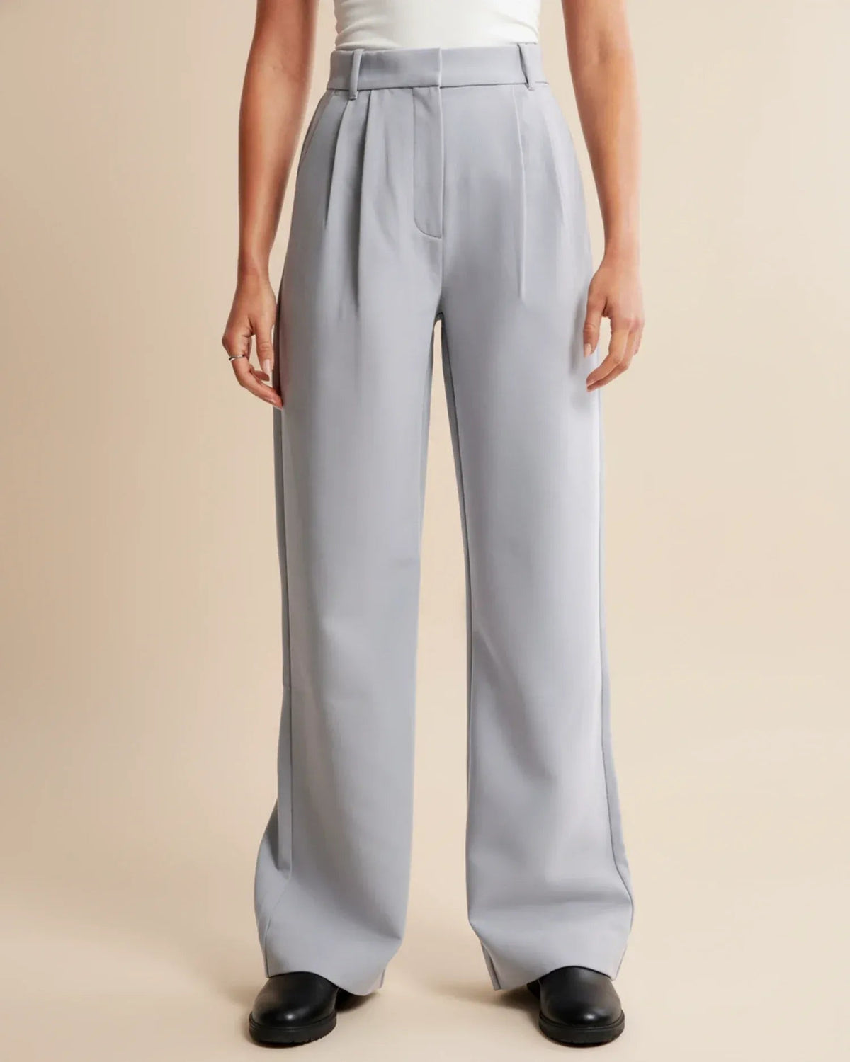 Women's Wide Leg Trousers – Pleated High-Waist Tailored