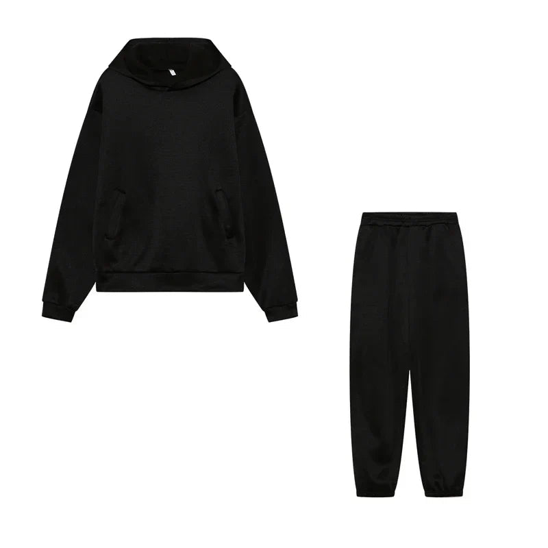Women's Cropped Hoodie & Jogger Co-ord Set, Oversized Loungewear