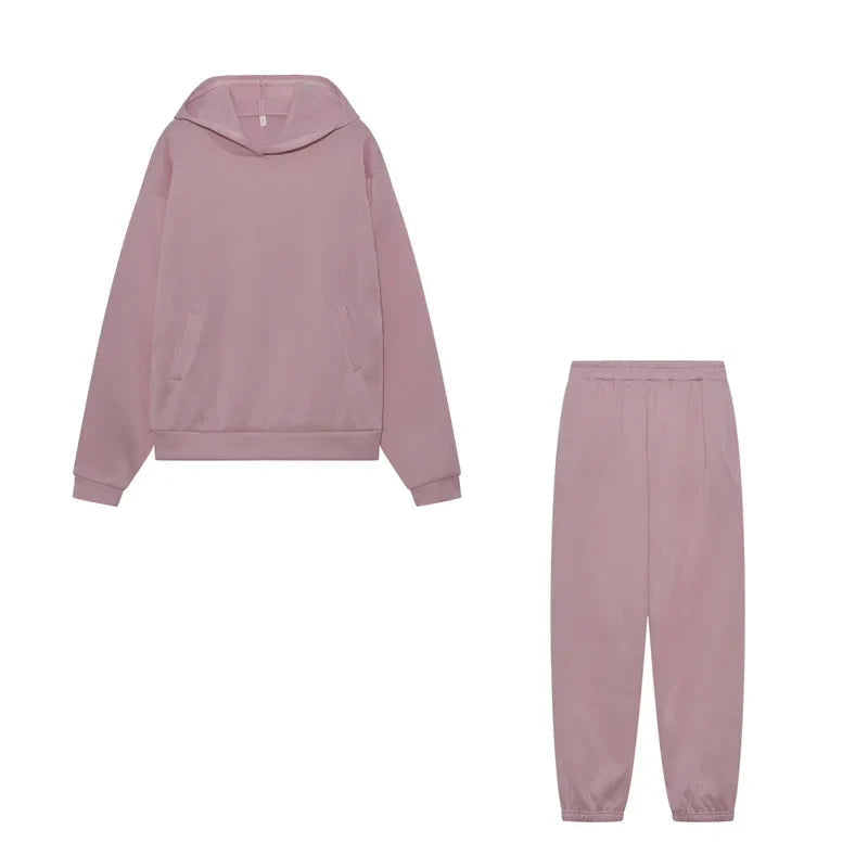 Women's Cropped Hoodie & Jogger Co-ord Set, Oversized Loungewear
