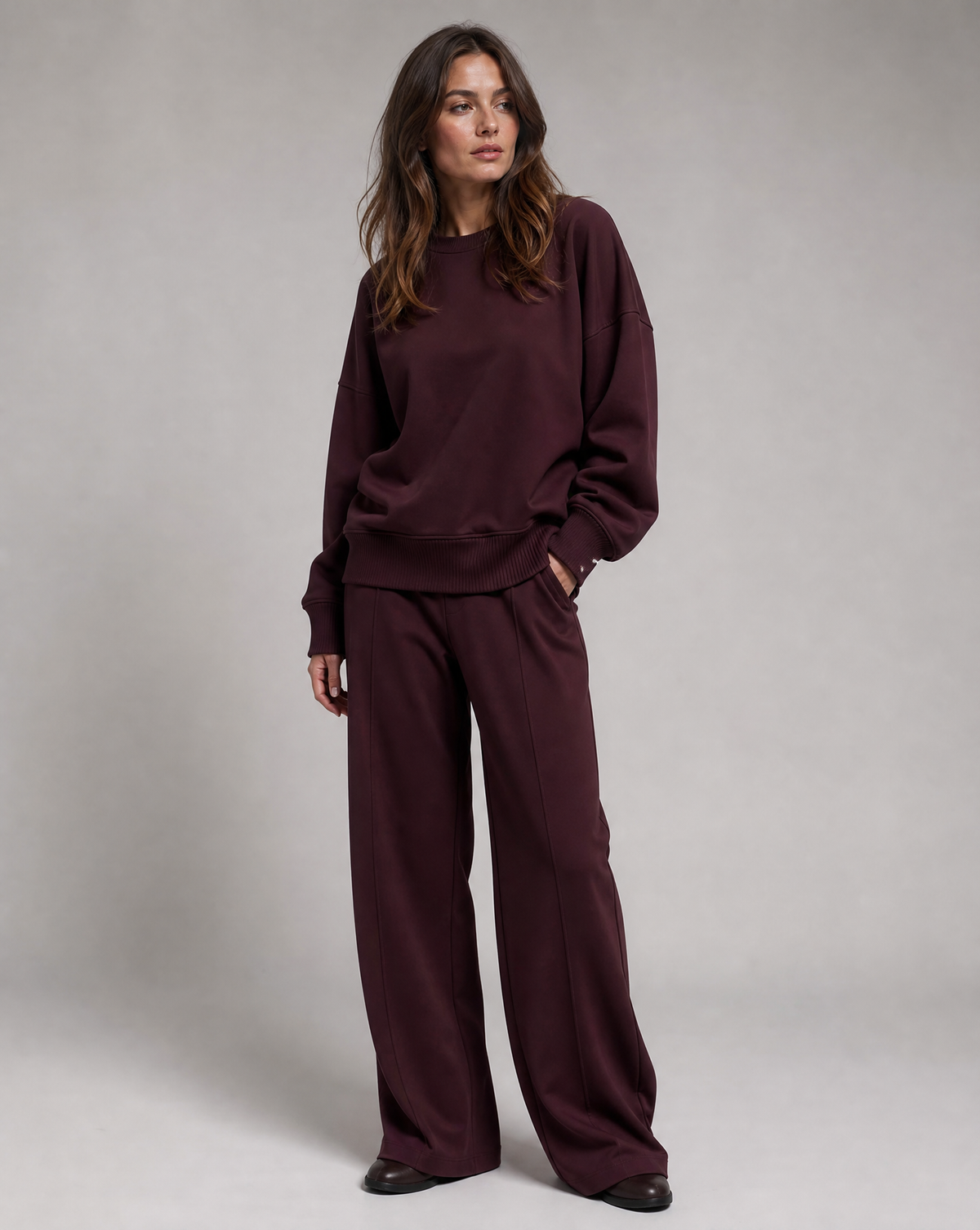 Women's Knit Co-ord Set – Long Sleeve Jumper & Wide Leg Trousers