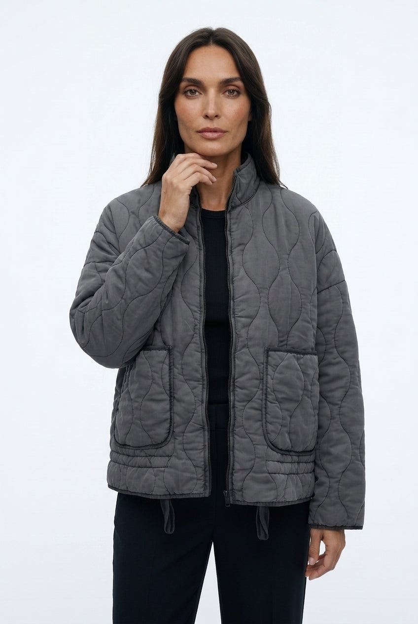 Women's Quilted Puffer Jacket – High Collar Zip Up Coat