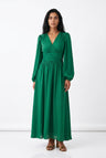 Women's Chiffon Maxi Dress – V-Neck Long Sleeve A-Line
