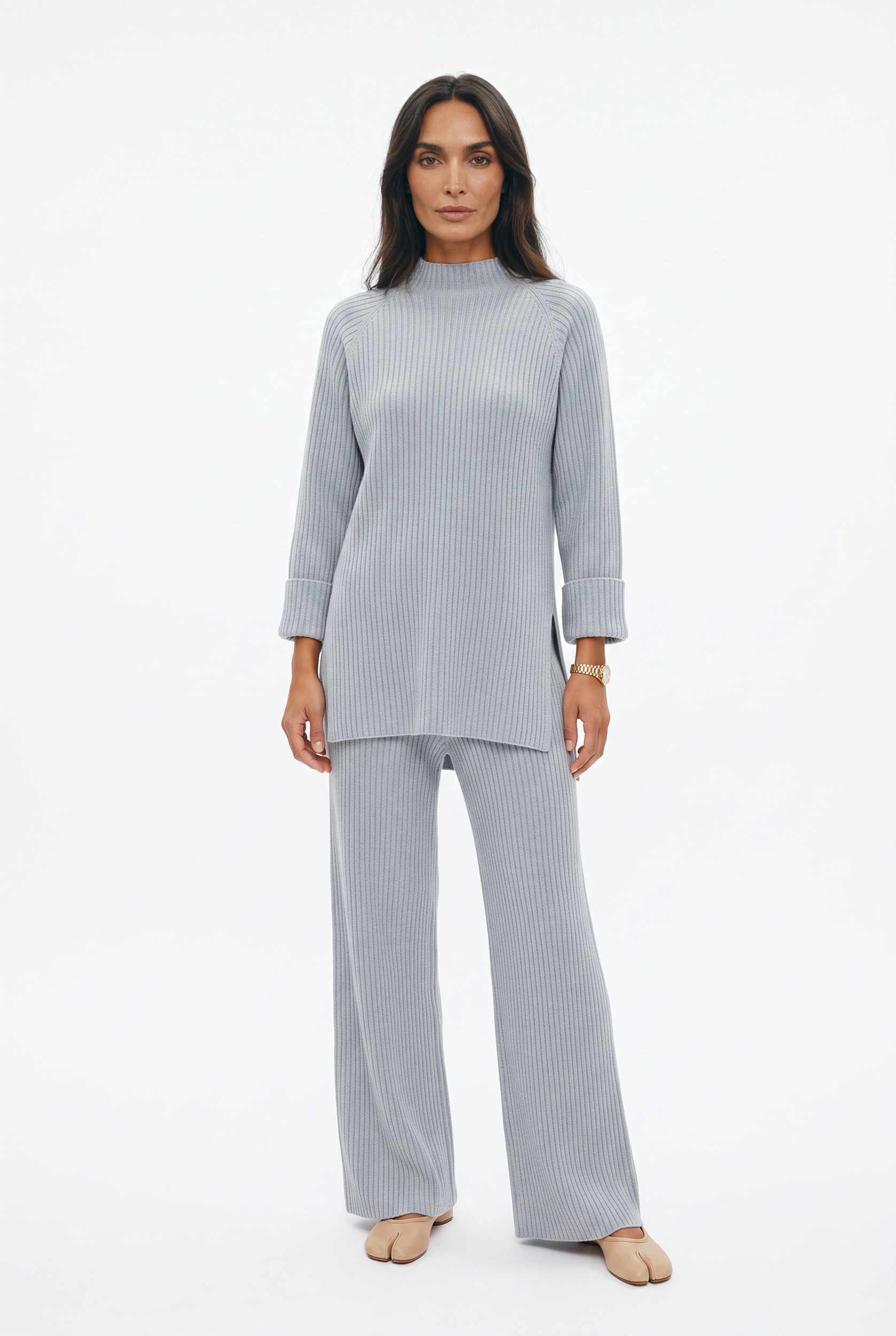 Women's Ribbed Knit Jumper & Trouser Co-ord Set
