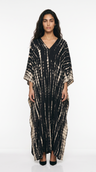 Women's Tie-Dye Kaftan Maxi Dress - Loose Fit, V-Neck Modest Cover-Up