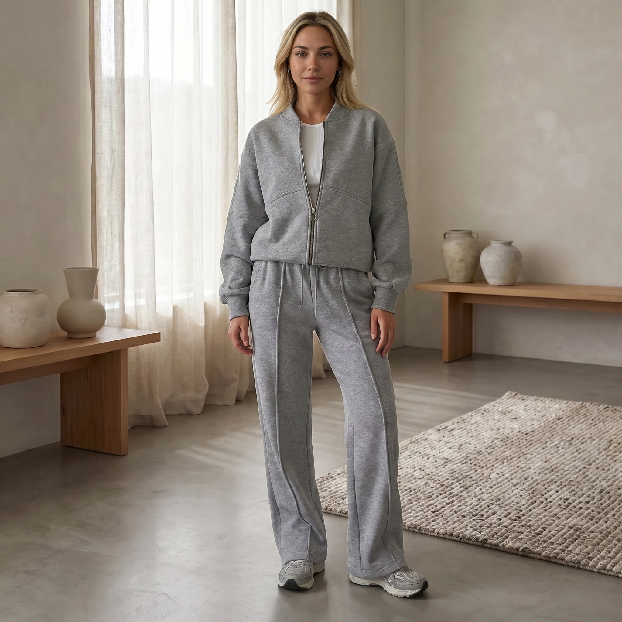 Women's Bomber Jacket & Wide Leg Trousers Co-ord Set