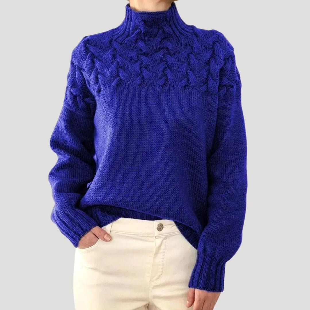 Women's Cable Knit Turtleneck Jumper – Chunky Mock Neck Pullover