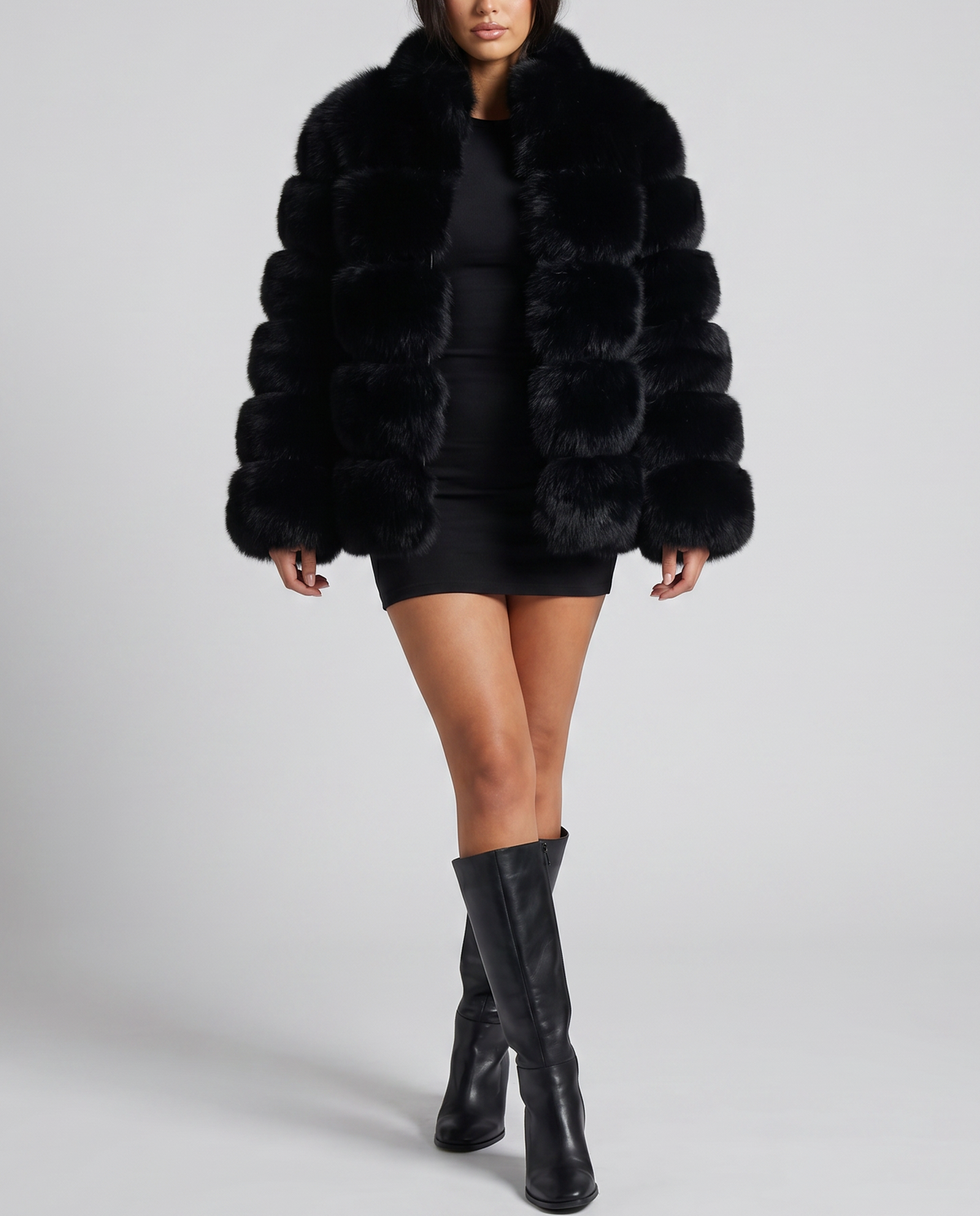 Women's Faux Fur Jacket – Cropped Statement Coat