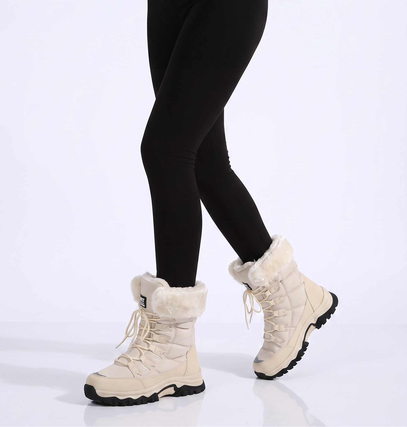 Women's Fur-Lined Winter Boots – Waterproof Lace-Up