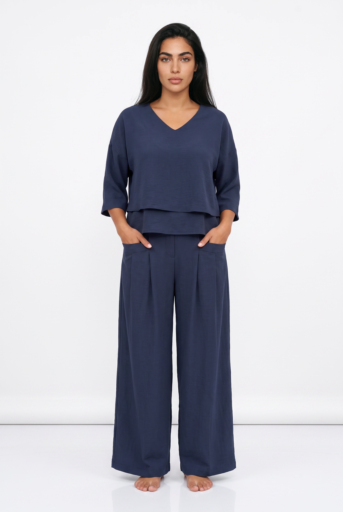 Women's Oversized Co Ord Set – Long Sleeve Top & Wide Leg Trousers