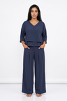 Women's Oversized Co Ord Set – Long Sleeve Top & Wide Leg Trousers