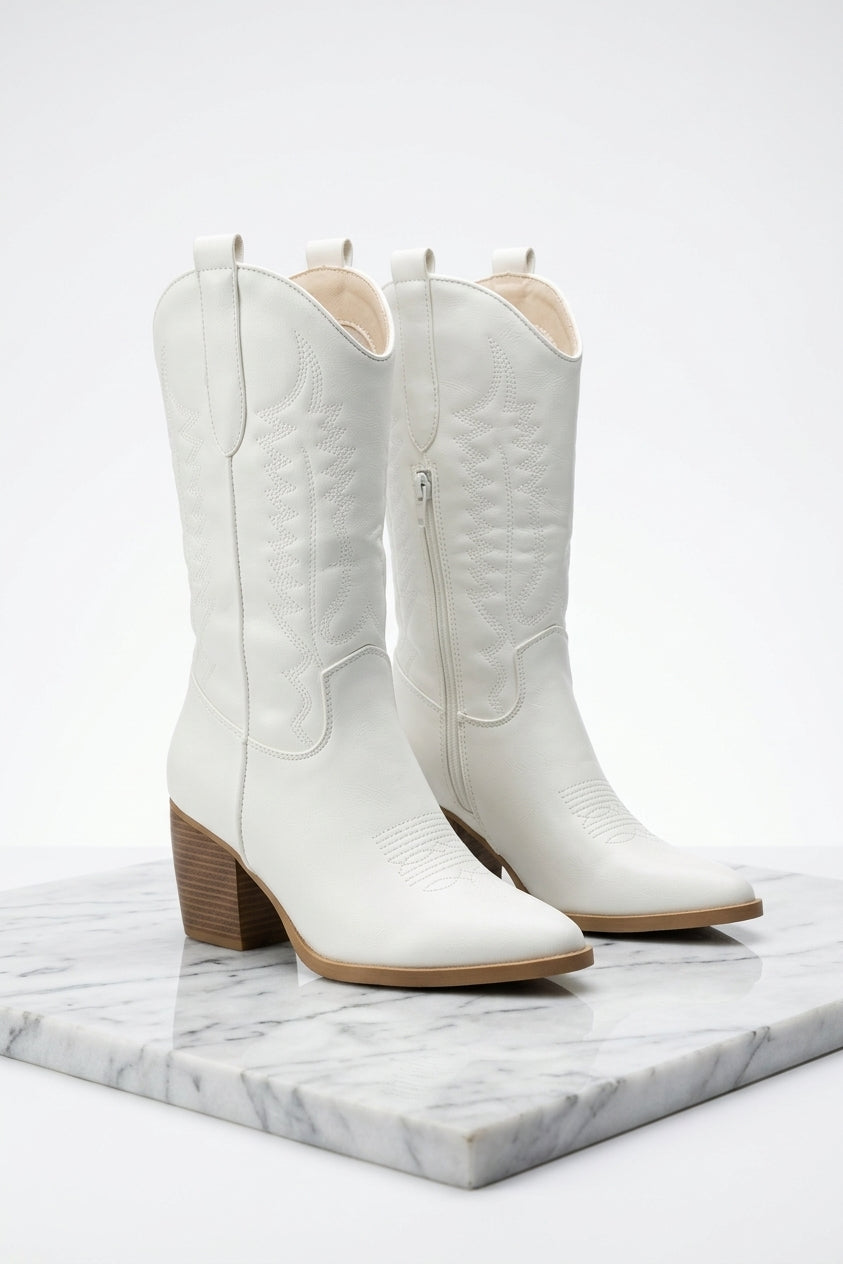 Women's Western Cowboy Boots – Pointed Toe Block Heel Boots