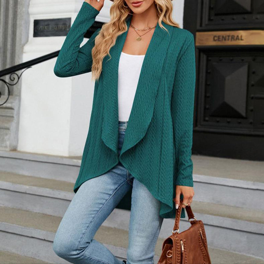 Women's Cable Knit Waterfall Cardigan – Open Front Layering Coat